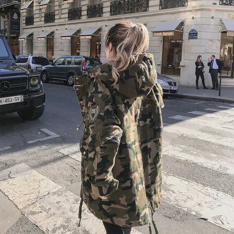 Winter Camo Cotton Parka for Camping