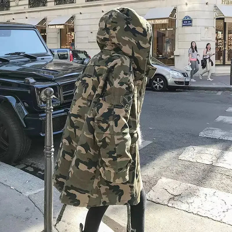 Winter Camo Cotton Parka for Camping