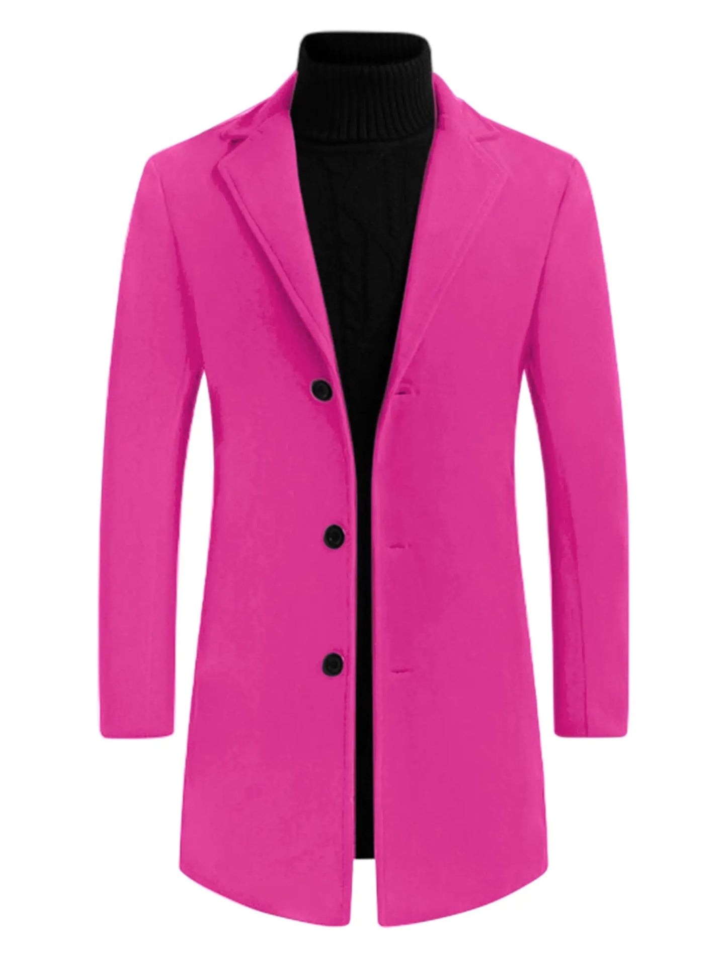 Lars Amadeus Men's Elegant Rose Red Slim Fit Trench Coat
