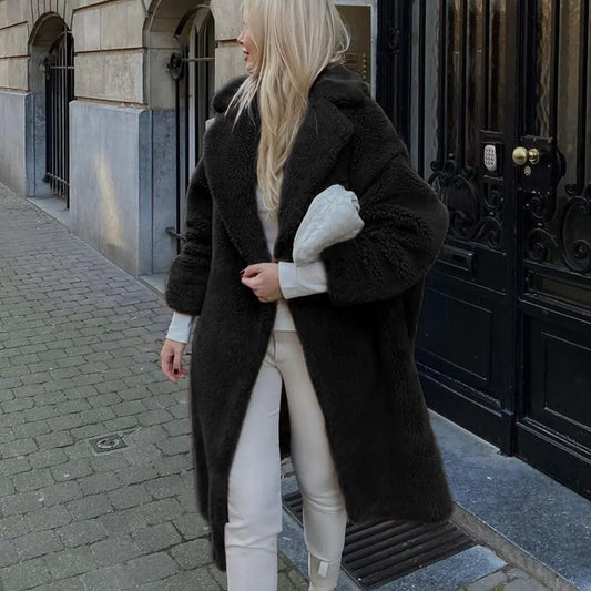 Chic Long Faux Fur Lamb Coat