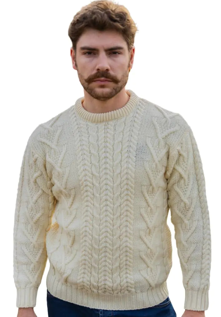 Merino Craft Classic Men's Aran Cable Knit Sweater