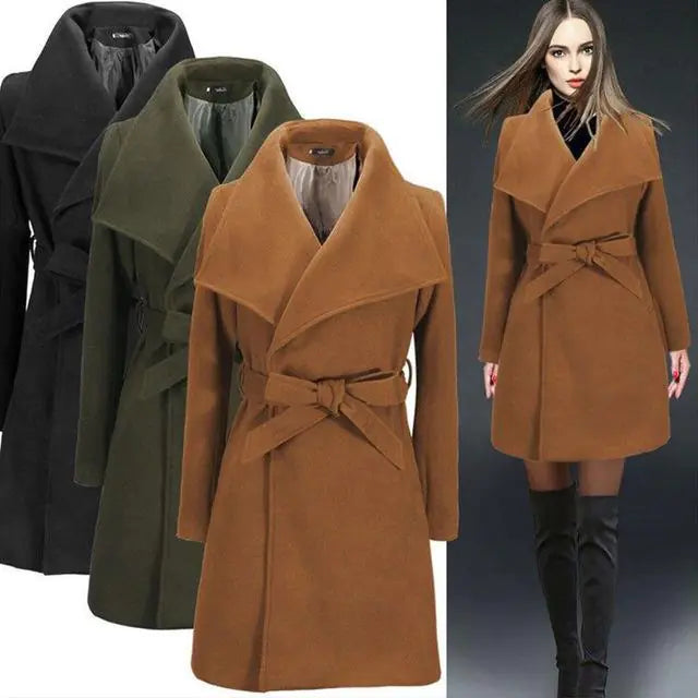 Chic Wool Blend Winter Coat for Women