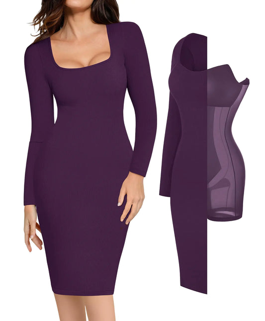 Popilush Chic Long Sleeve Shapewear Cocktail Dress