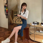 Autumn Chic Denim Wrap Skirt