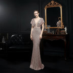 Sparkling Sequin V-neck Evening Dress