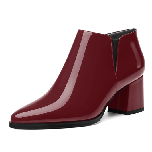 Burgundy Pointed-Toe Ankle Boots