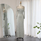 Elegant Gray Fishtail Evening Dress