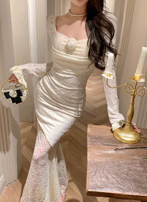 Sophisticated Lantern Sleeve Lace Dress