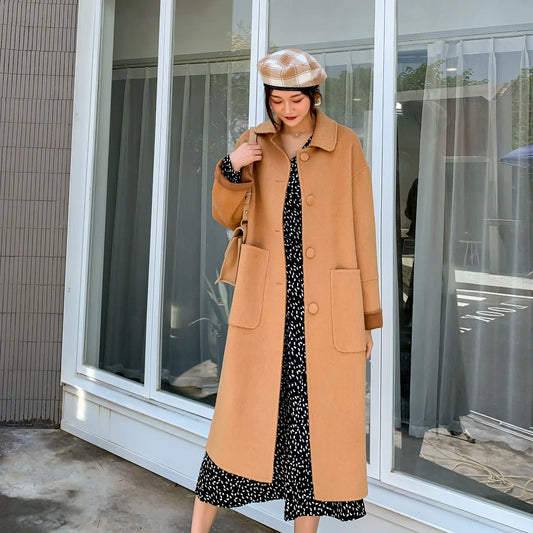 Elegant Thick Wool Windbreaker for Women