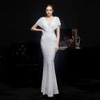 Sparkling Sequin V-neck Evening Dress