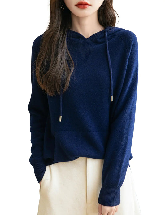 Superfine Merino Hooded Sweater - Navy