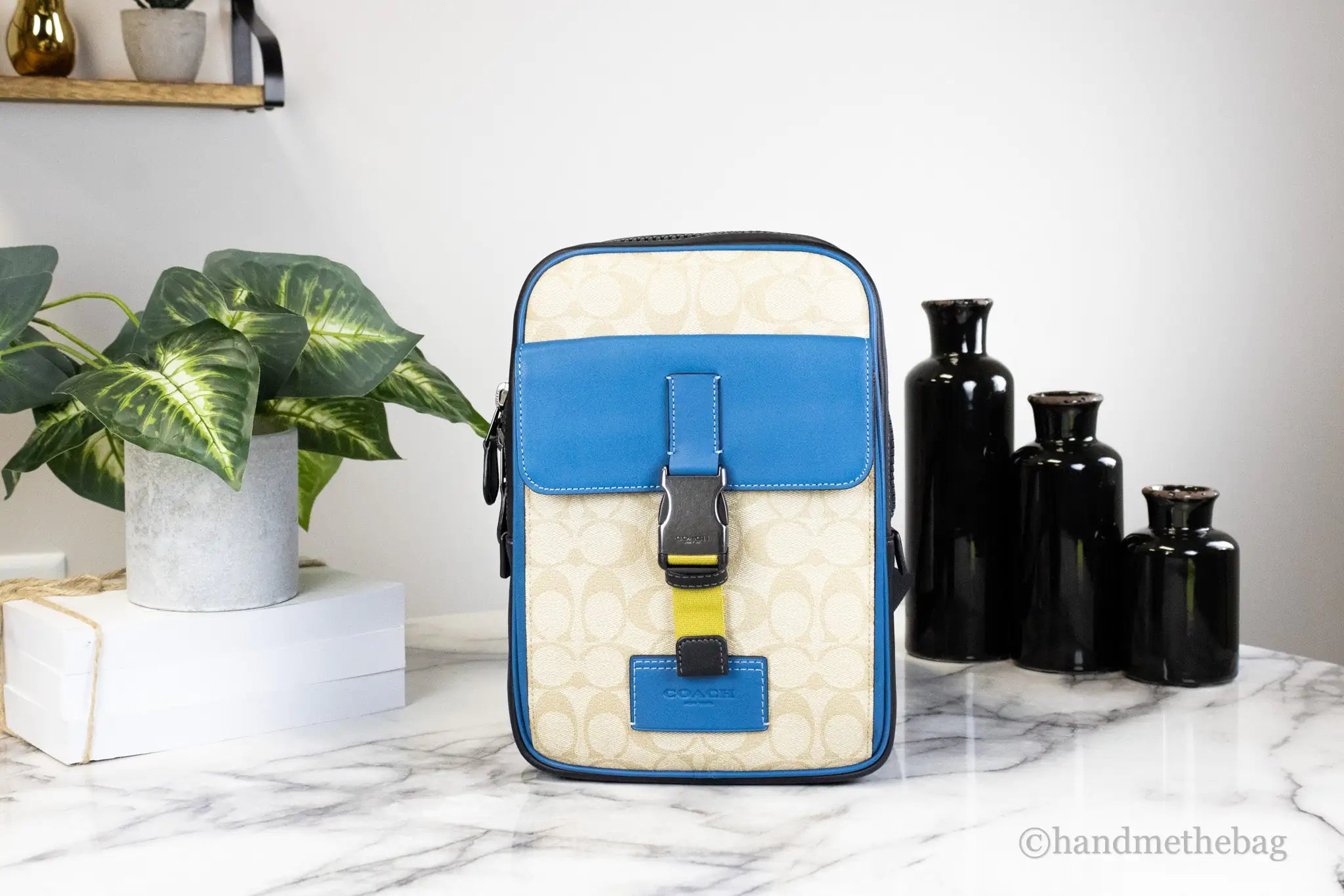 Coach Canvas-Leather Colorblock Track Bag