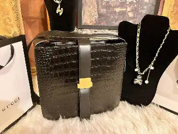 Classic Black Leather Messenger