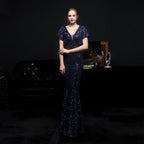 Sparkling Sequin V-neck Evening Dress